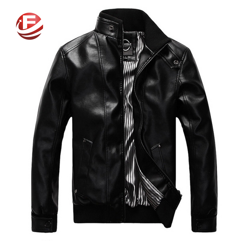 Simple Design Man Fashion Leather Jacket Large Size M-5XL New Brand Mandarin Collar Super Quality Men Casual Coats