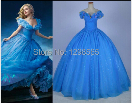 Nouveau film cendrillon princesse 2015 robe cendrillon pour adultes femmes bleu deluxe
