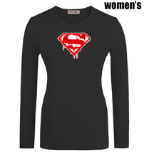 Melting Superman Marvel Superhero Gym Bodybuilding Fitness Printed T-Shirt Casual Long Sleeve Women’s Girl’s Graphic Tee Tops