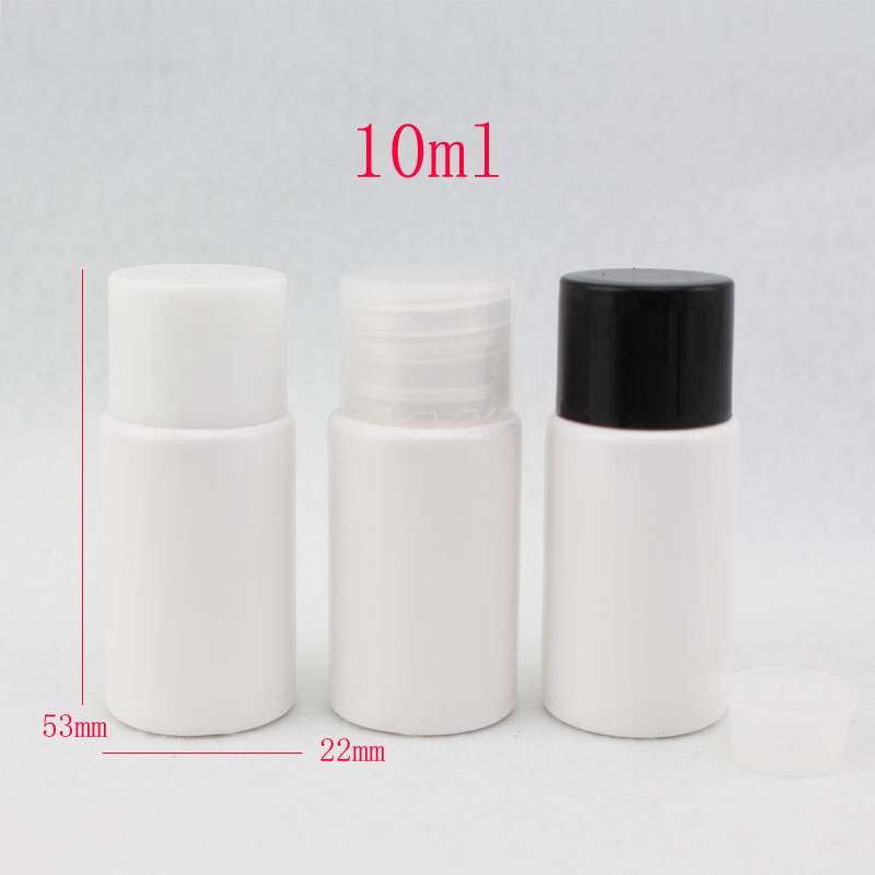 Free shipping -10ml(100pc/lot) white Mini plastic empty cosmetic bottles on your journey ,sample lotion bottles,hotel bottle