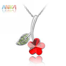Wholesale Fashion Necklace Crystals from SWAROVSKI Jewelry Flower Leaves Crystal Pendant Necklace free Shipping 79638