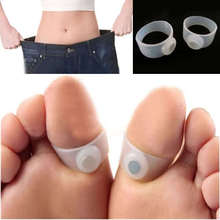 2 Pairs Slimming Magnetic Silicon Foot Massage Toe Ring Weight Loss Easy Healthy NA047
