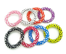 5 cm 10 Pcs Lot Telephone Wire Cord Line Print White Black Dot Gum Holder Elastic