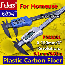 Envío gratis 0 – 150 mm 6 pulgadas electrónica Digital VERNIER calibrador de micrómetro / plástico alta calidad Material de fibra de carbono