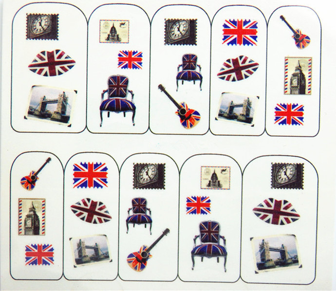 New 3d Fl Design Nail Art Foil Transfer Stickers Decoration I Love London Pink Uk Nail Arts Sticker 14 Pcs Set Waterproof Decals Art