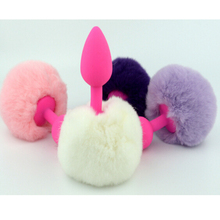 2016 Adult Sex Products silica gel hair ball anal plug tail rabbit tail support,butt plug,sex toyfor Men And Women S00274