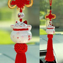 Car Pendant Ornaments Lucky Cat Ceramic Jushi Car Accessories Dragon Cat Pendant