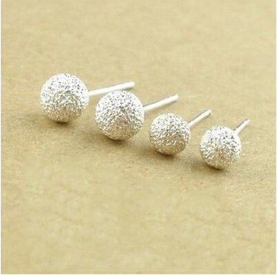 Free Shipping Trendy Silver Grinding Ball Stud Ear...