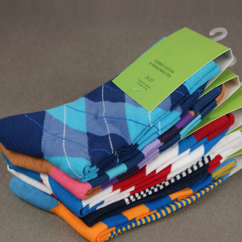 Free Shipping combed cotton brand men socks colorful dress socks 5 pair lot