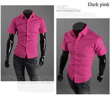 Hot Sales Free Shipping 2015New fashion Men s casual short sleeve shirt male slim fit stylish
