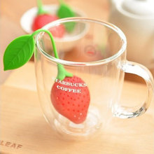 Reuseable Silicone Red Strawberry Shape Tea Bag Punch Filter Infuser Strainer Free ShippingFree Shipping