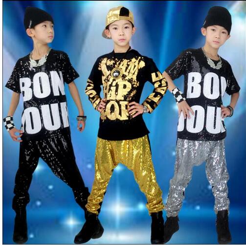 Fashion Boy Girl Hip Hop Dance Wear Mordern Jazz Hip-Hop Top & Harem Pants Clothing Set Kids Child Hip Hop Dance Costumes