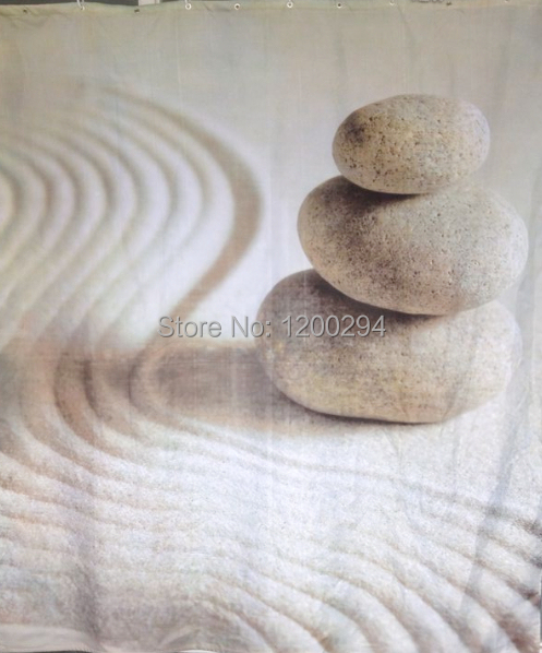 Pebble&cobble Stone On Sand Beach Polyester Shower Curtain (180*180cm)