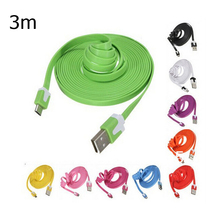Micro USB Cable 1m 2m 3m 3ft 6ft 10ft Noolde Flat Fabric Braided Sync Data Charge