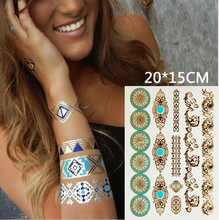 Temporary Flash gold body painting sticker tattoo 2015 new temporary tattoo henna Tatouage metal jewelry