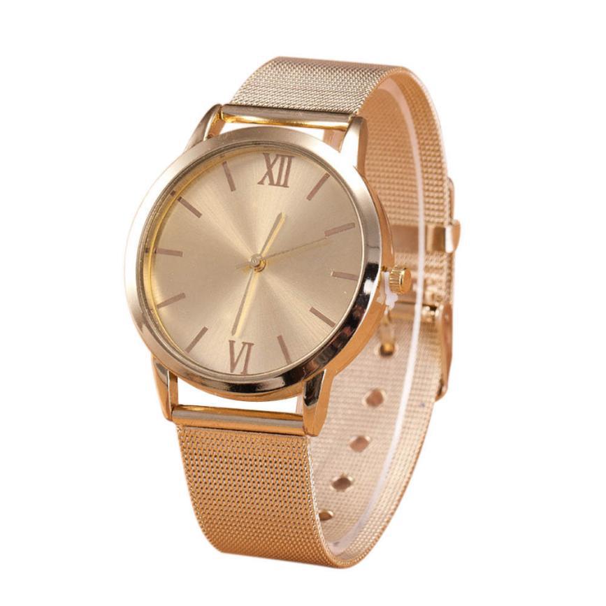 Ladies Gold Stainless Steel Band Wrist Watch norgjin Fashion Watches 