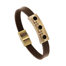 New Retro Male Cool Leather Cross Bracelet Biker Mens Steampunk PU Metal Charm Bracelet CC1845