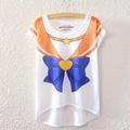 Hot New Sailor Moon Summer Europe America Style Blue Bow Loose Woman T shirt Short Sleeve
