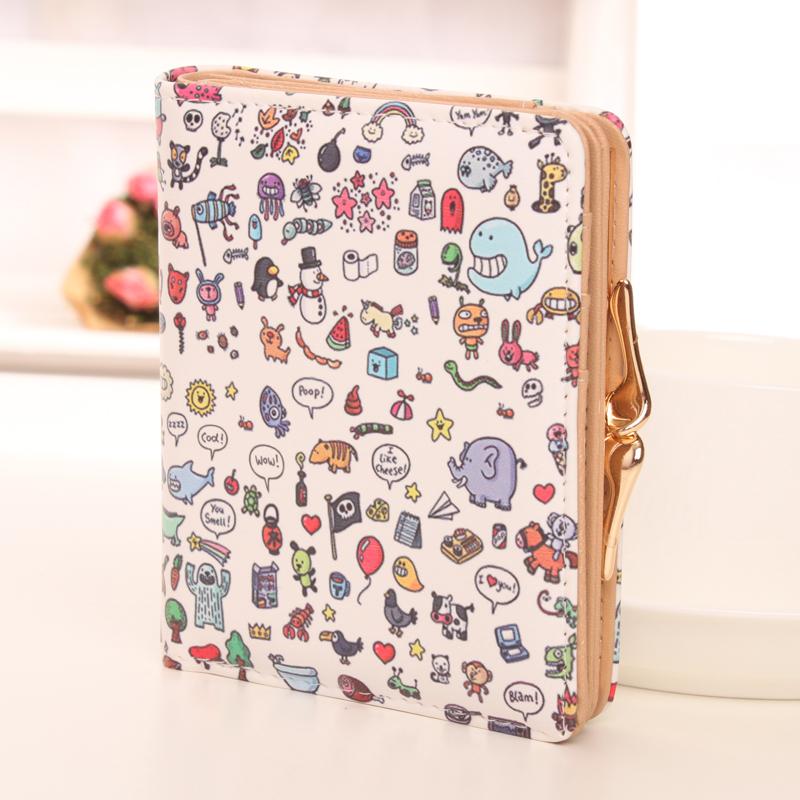 2015 New ladies wallet women's short cute purse student wallet coin purse leather