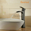 Beelee BL0556BH Bathroom Sink Faucet Contemporary Tall Oil rubbed Bronze Waterfall Vessel Faucet Mixer Tap Black