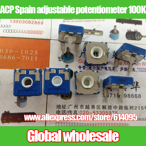 Buy 10pcs ACP Spain adjustable potentiometer 100K 14MM