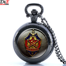 2016 New Arrivals Soviet Union KGB CCCP Pocket Watch Necklace Pendant Gift Free Shipping P282