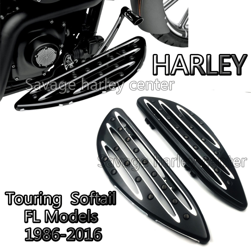 NEWEST BLACK CNC DEEP CUT DRIVER FLOORBOARDS FOR HARLEY MOTORCYCLE