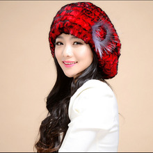 Russian Women Winter Knit Fur Beret Real Rex Rabbit Fur Berets Natural Rabbit Fur Berets Real