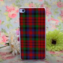 RED BLUE TARTAN SCARF FASHION Design White Hard Case Cover for Huawei Ascend P6 P7 P8 P8 lite
