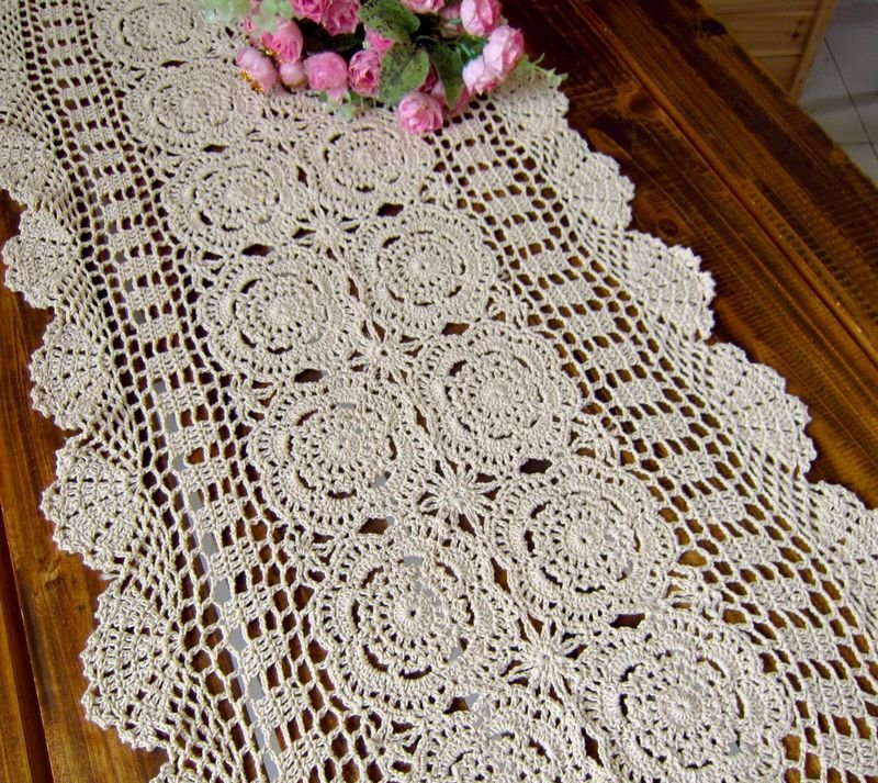 Long Table Runner, Crocheted Table runner,size:16x87 ...