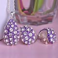 Water Drop Purple Enamel Jewelry Sets Shining Crystal Necklace Earrings Set Wedding Accessories Pendientes Collares Jewellery