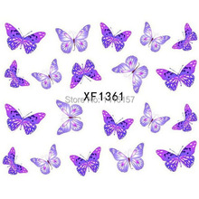 Min order is 10 mix order Water Transfer Nail Art Stickers Decal Cute Beauty Purple Butterfly