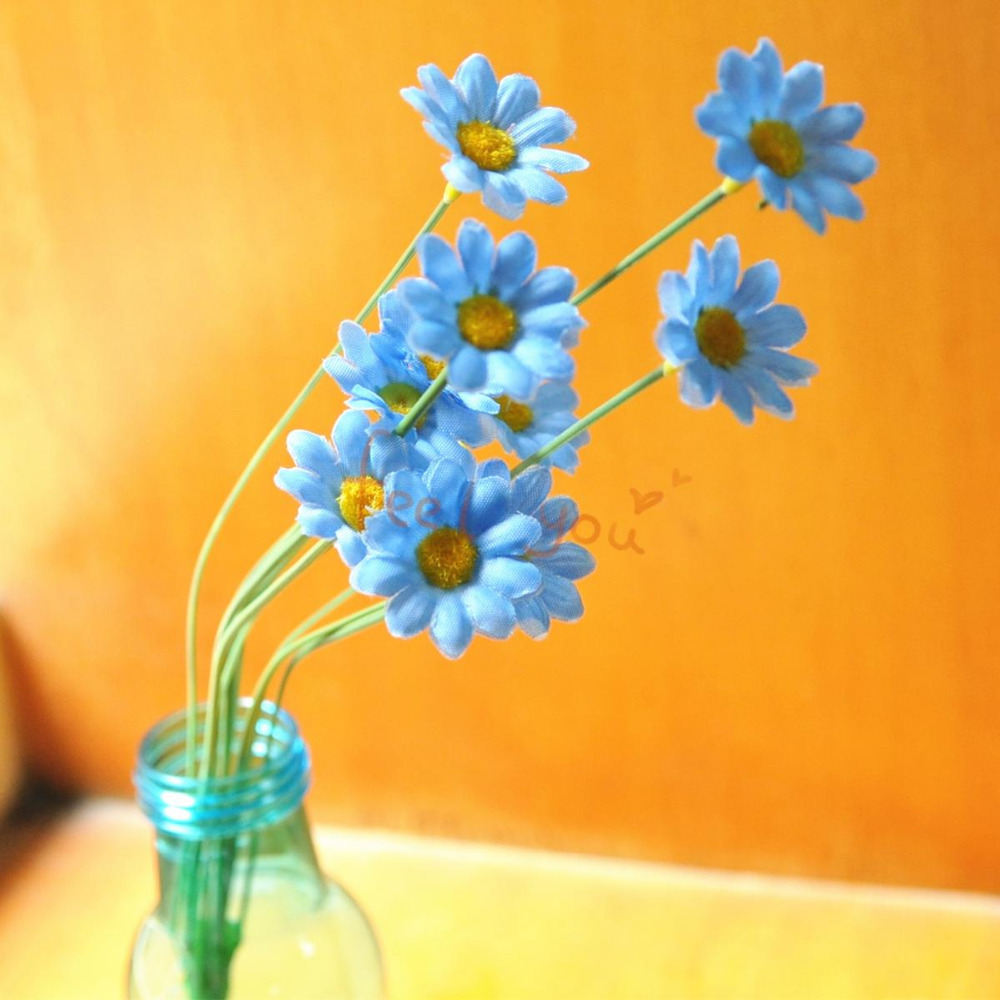 ดอกไม้ปลอม ดอกทานตะวันสีฟ้า 10 pcs Artificial Silk Blue Heronsbill Buds  นำเข้า - พร้อมส่งW879 ราคา99บาท