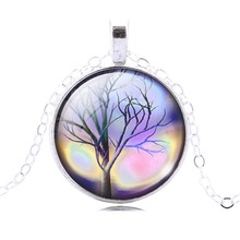 vintage life tree Snow Snowman pendant necklace glass cabochon sterling silver statement statement necklace jewelry for
