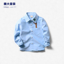 sleeved cotton shirt boy thin 2016 new Euramerican children’s clothing casual shirt long sleeved shirt Lapel children