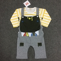 24M Baby Clothes set Newborn Boys Cute Cartoon Underwear Striped T Shirt and Pants Animal Embroidery