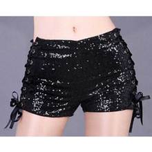 wholesale sexy womens summer nightclub bar pole dance clothing sequins shorts pants ribbon sleeveless strapless dance costume