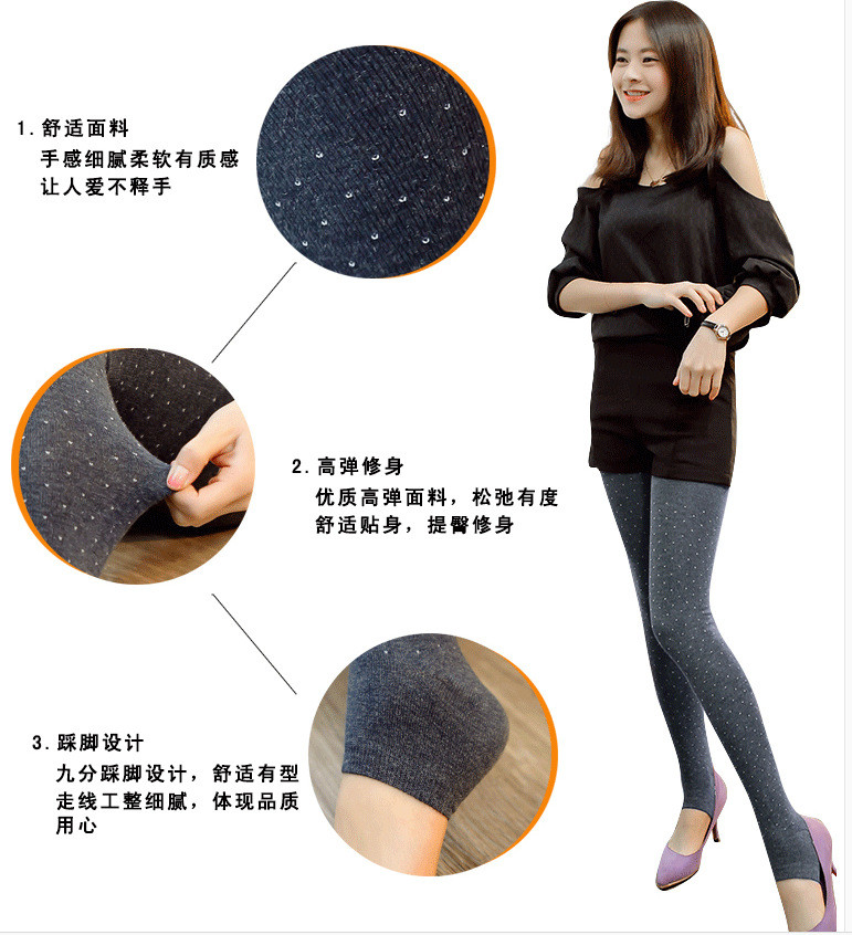 Wholesale Women Slim Warm Thick Winter Tights Wool Cashmere Dots Pantyhoses Fashion Long Stcokings_3