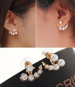 Korean beauty born Sarah Han Ye Seul same paragraph crystal diamond imitation imitation pearl earrings channel  Free shipping