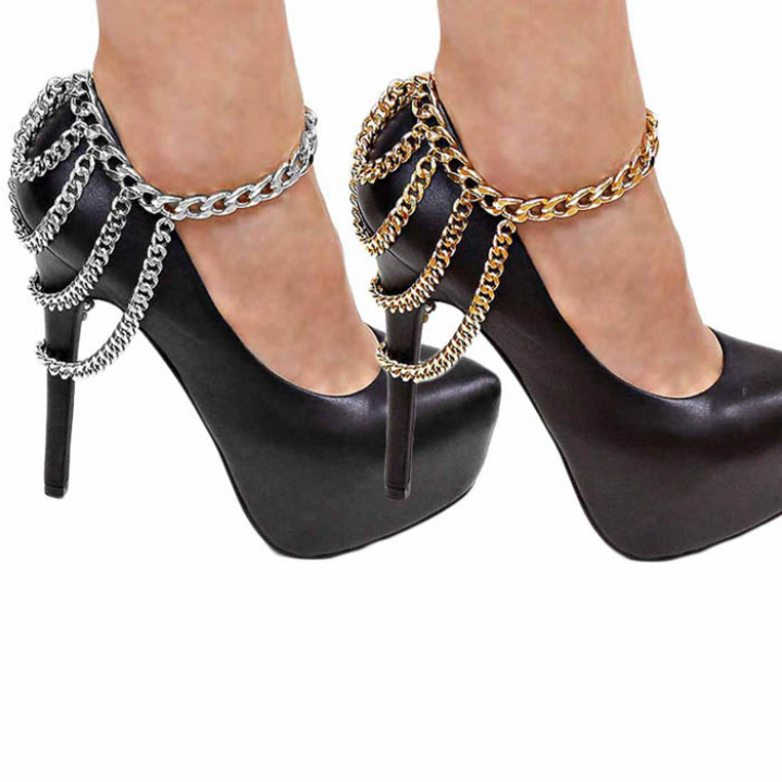 Amazing New Sexy Women Tone 3 Row Drapped Chains Anklet Ankle Foot Chain for Heel Shoe