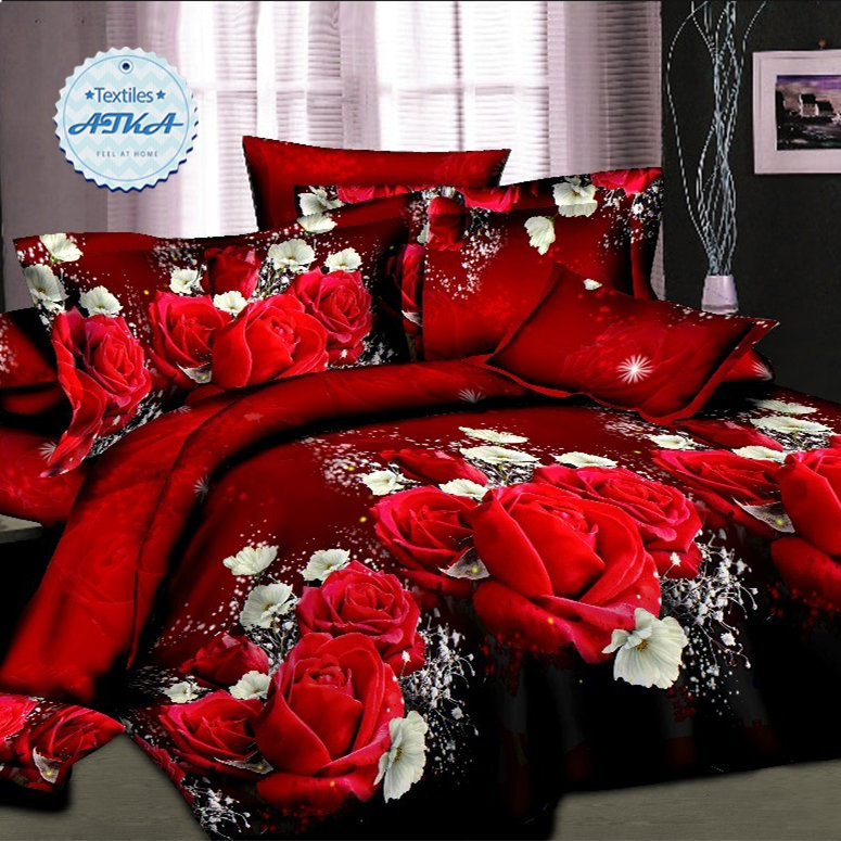 Hot sale 3d bedding sets 4pcs duvet cover set queen twin king bed set red rose nice bedclothes romantic #2