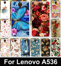 Top selling Butterfly&Rose Painted Case Mobile Phone Case bag back Cover Case hard back shell skin hood For Lenovo A536 A358T
