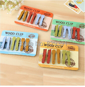 Clip.Western food tool shape wooden clip,high quality memo pad clip,Photo clip,gift Office material school supplies(tt-2621)