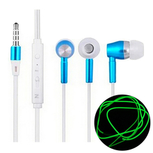Best Item Fashion Metal In Ear Heavy Bass Music Noctilucence Glowing Headphone Luminous Earphone With Mic for iPhone Samsung HTC