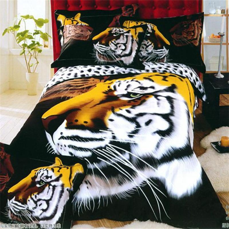 Tiger Print Manly Bedding Set Queen Size, 100% Cotton Comforter ...