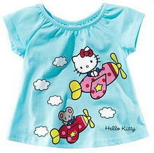 Girls baby clothes cartoon Hello kitty KT casual short sleeved T shirt Kids Wawa Shan free