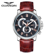 Watches Men Luxury Brand GUANQIN Waterproof Sport Quartz Watch Men Leather Fashion Casual Wristwatch relogio masculino relojes