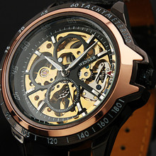 Ganador reloj mecánico automático mens ocasional del reloj de encanto comercial correa del recorte jwh041