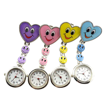 2015 Hot Kid s Smiling Faces Heart Clip On Pendant Nurse Fob Brooch Cute Pocket Watches