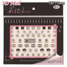 Nail 10Sheets/Lot Mixed Big Size Beauty Gold Silver 3D Brand Name Nail Art Sticker Nail Art Decals Sticker Decorations HT001